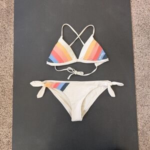 Rip Curl Peach and Blue Bikini Top